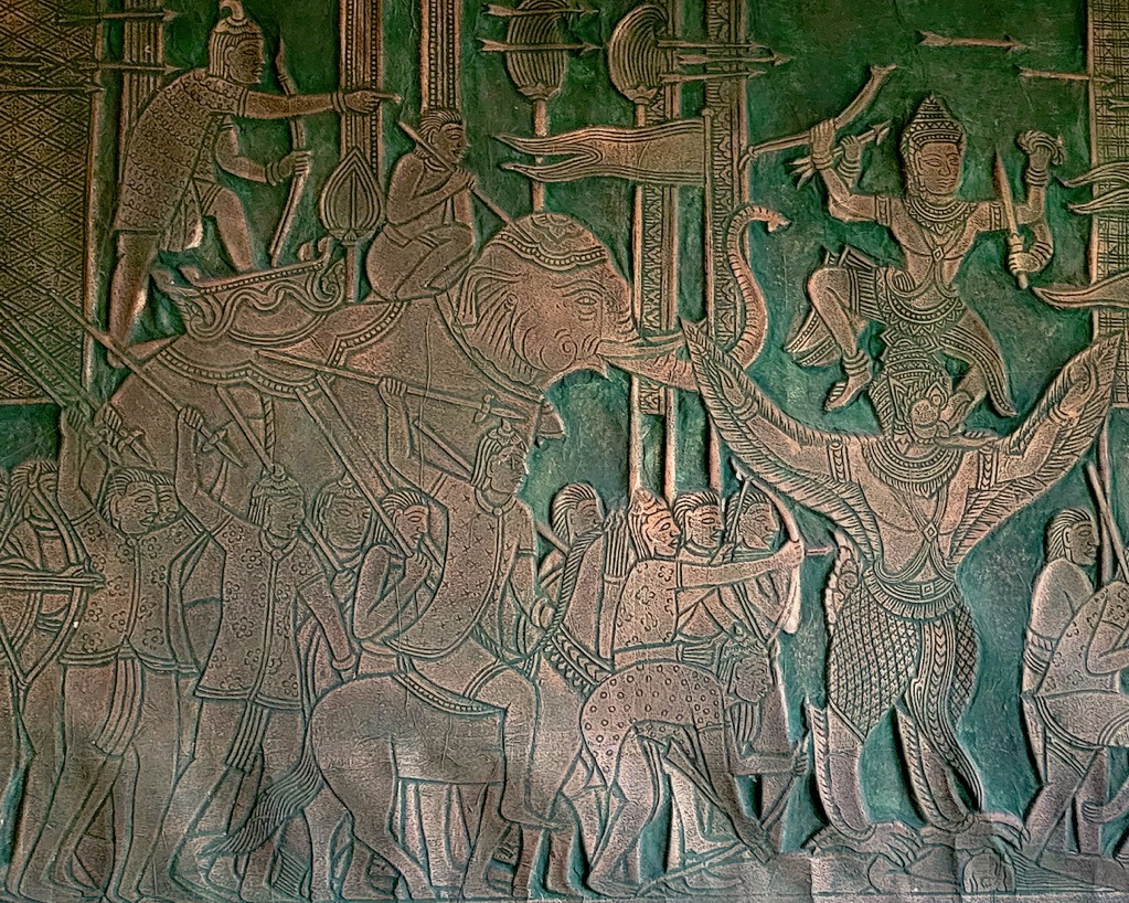 Nancy V Ridenour • <em>Cambodian Temple Rubbing</em> • Digital image on canvas • 20″×16″ • $150.00