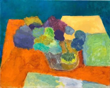 Vincent Joseph • <em>Flowers and Books</em> • Acrylic  • 20″×16″ • $250.00