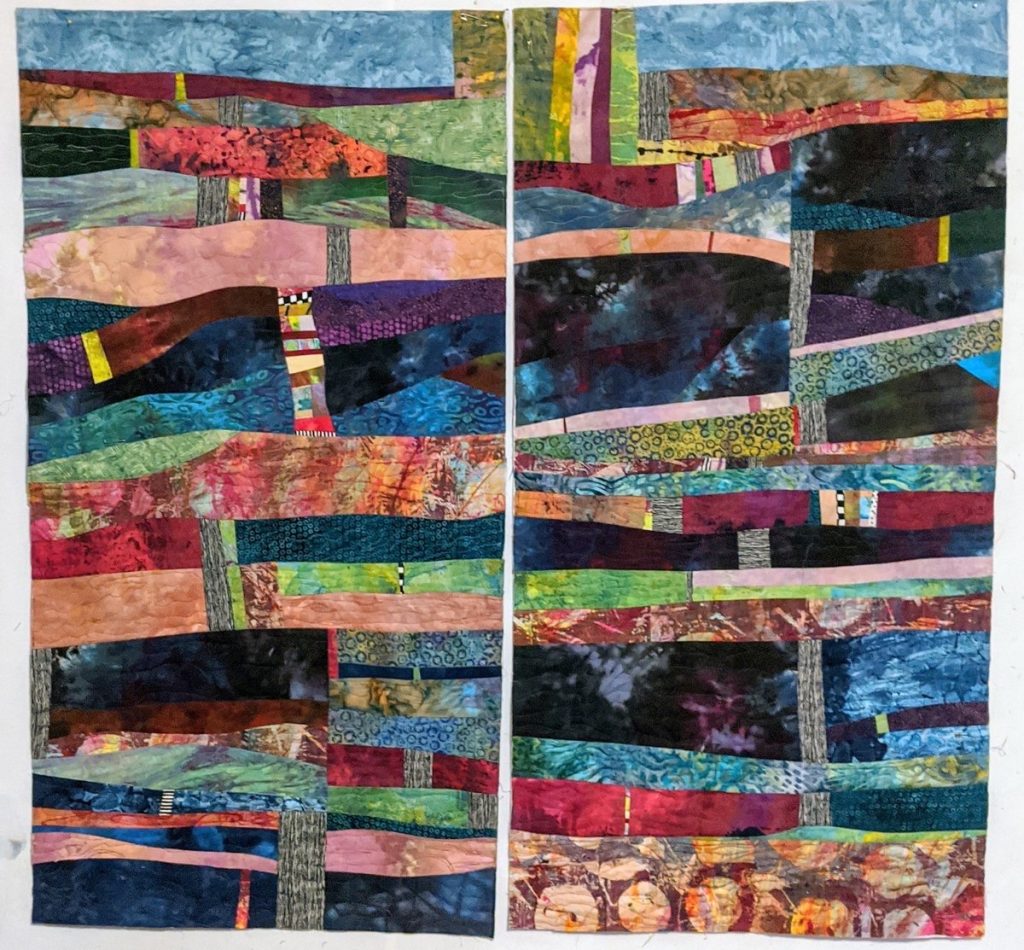 Barbara Behrmann • <em>Cascadilla Gorge</em> • Original dyed fabric • 47″×46″ • $1,500.00