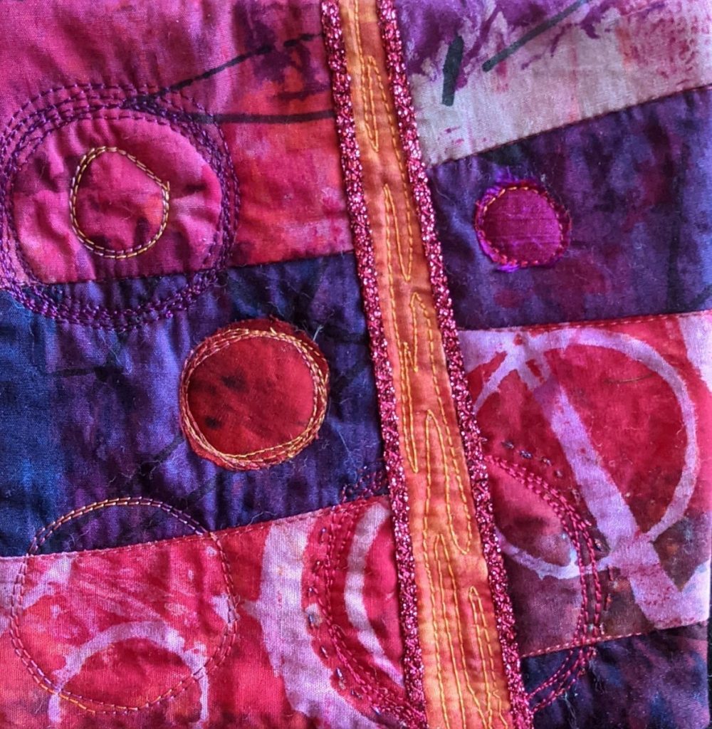 Barbara Behrmann • <em>Mosaics #2</em> • Original dyed fabric mounted on painted stretched canvas • 6″×6″ • $95.00