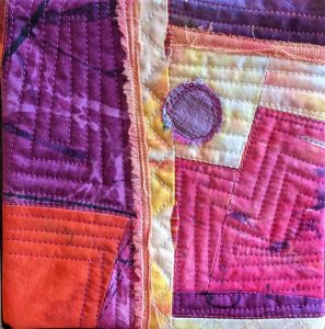 Barbara Behrmann • <em>Mosaics #5</em> • Original dyed fabric mounted on painted stretched canvas • 6″×6″ • $95.00