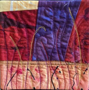 Barbara Behrmann • <em>Mosaics #6</em> • Original dyed fabric mounted on painted stretched canvas • 6″×6″ • $95.00