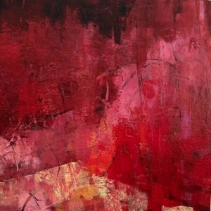 Patricia Brown • <em>Passages 11b, Magenta Majesty</em> • Acrylic paint on paper mounted on wood panel • 8″×8″ • $195.00