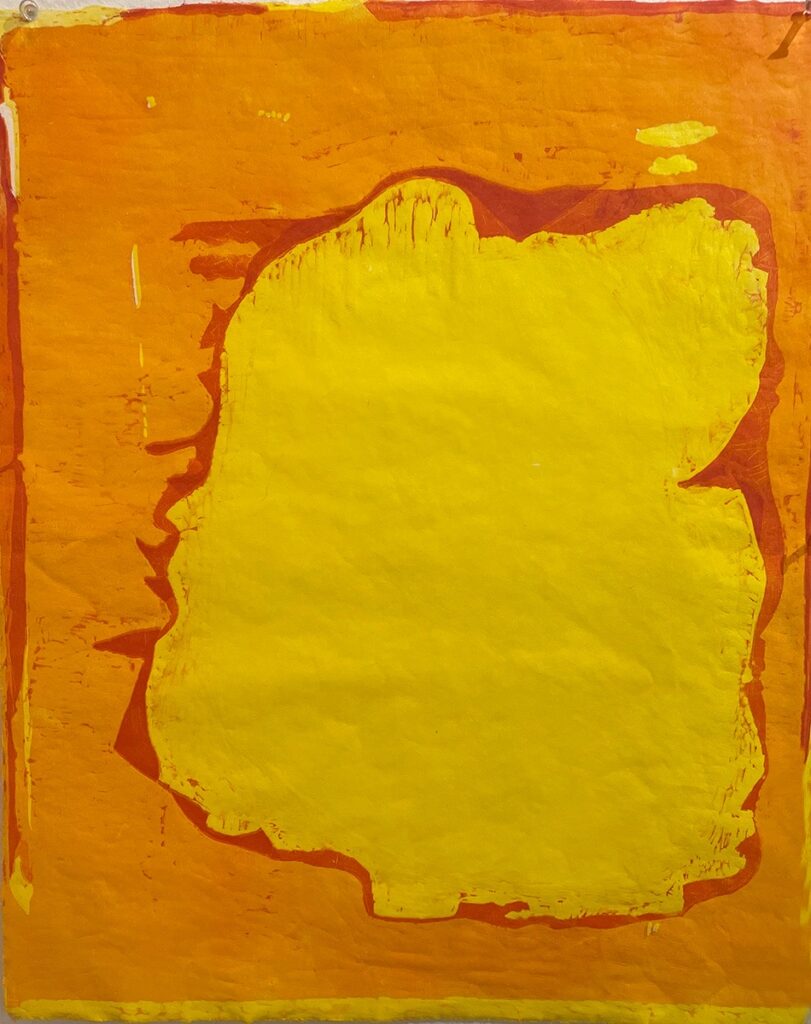 Patricia Hunsinger • <em>River Abstraction IV.</em> • Woodcut on unryu paper • 25″×29″ • $325.00