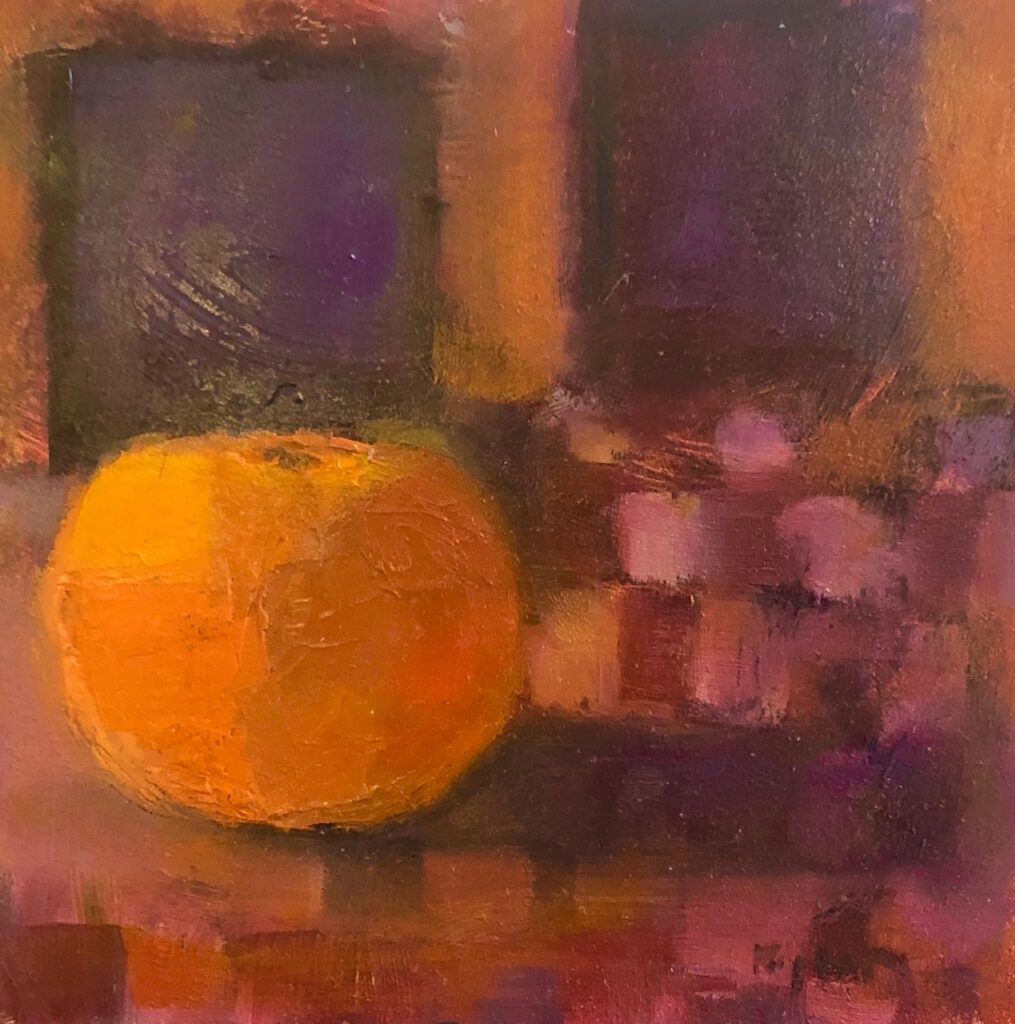Ileen Kaplan • <em>Orange Glow</em> • Oil on panel • 6″×6″ • $50.00