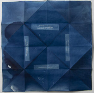 Christine Chin • <em>Fortune #1</em> • Hand coated cyanotype with origami folding • 8½″×8½″ • $25.00