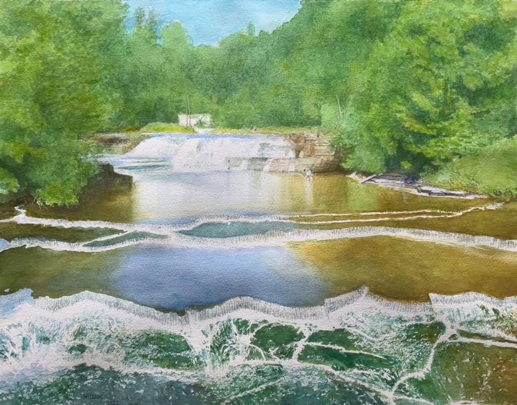 David Hayduk • <em>Wiscoy Falls</em> • Watercolor on paper • 14¼″×18¼″ • $1,000.00<a class="purchase" href="https://state-of-the-art-gallery.square.site/product/david-hayduk-wiscoy-falls/1766" target="_blank">Buy</a>