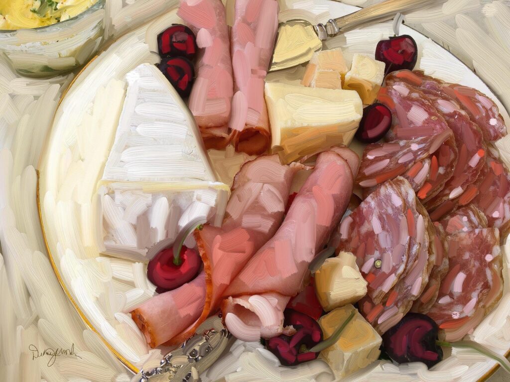 Diane Janowski • <em>Charcuterie</em> • Print on aluminum • 12″×16″ • $150.00<a class="purchase" href="https://state-of-the-art-gallery.square.site/product/diane-janowski-charcuterie/1720" target="_blank">Buy</a>