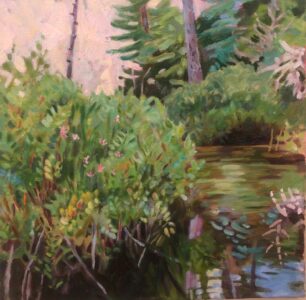 Catharine O'Neill • <em>Bog at Lake Titus</em> • Oil • 12″× 12″× 1″ • $325.00