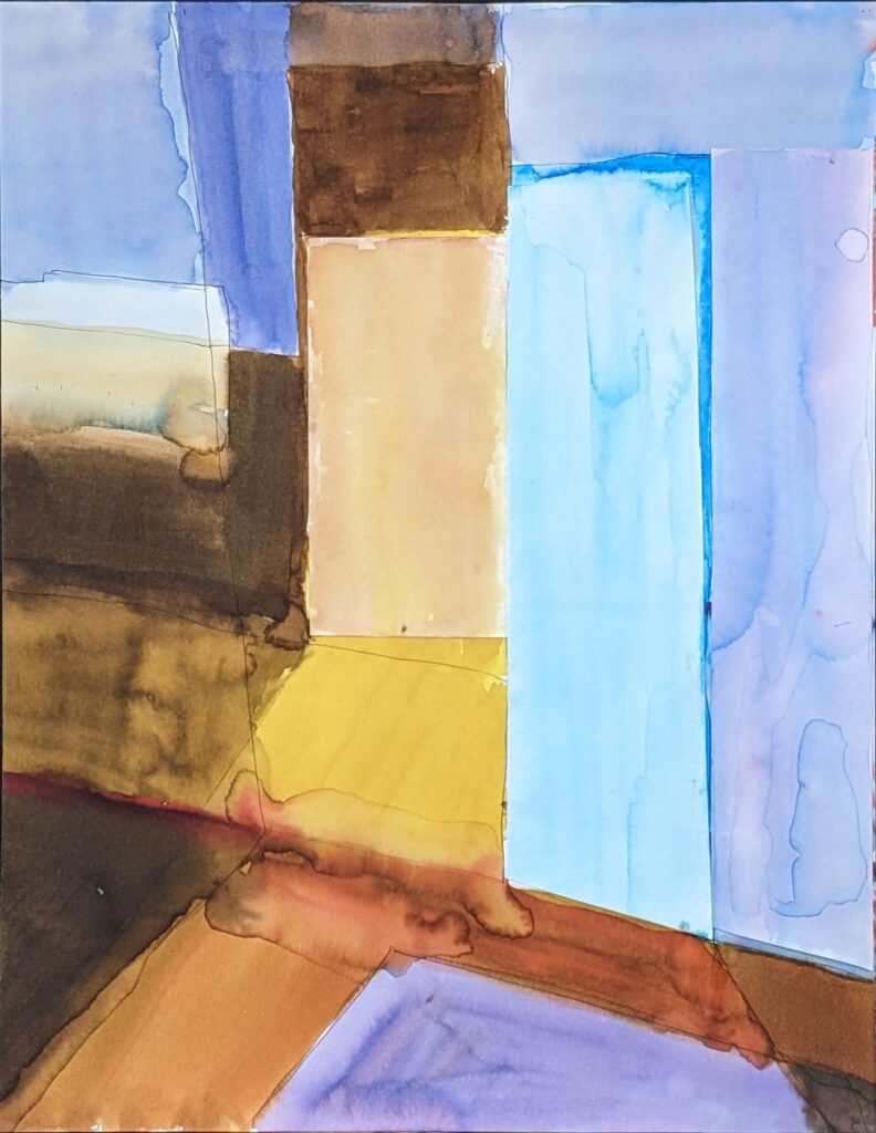 Diana Ozolins • <em>Dawn Wall</em> • Watercolor on Canson multimedia paper • 11″×14″ • $300.00