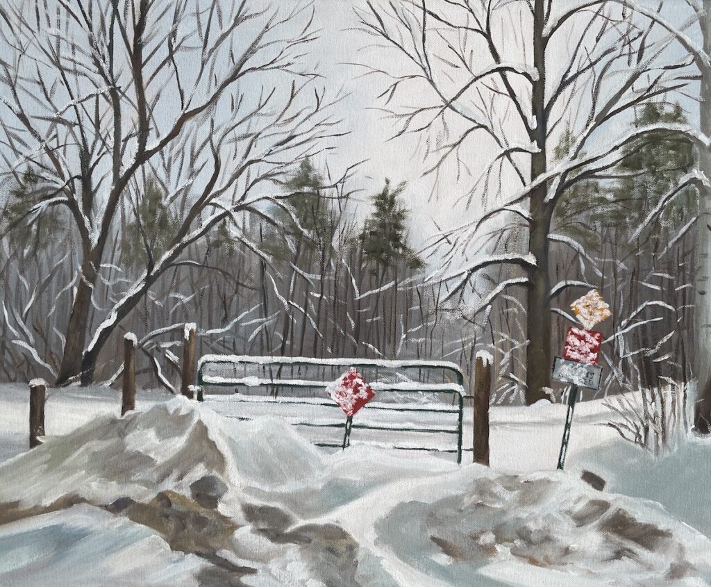 Patty L Porter • <em>Not the Last Winter Storm</em> • Oil on canvas • 20″×16″ • $500.00