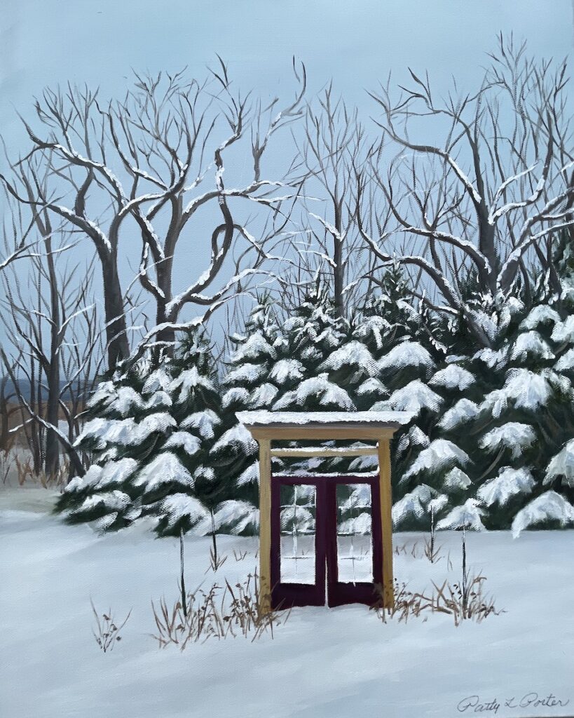 Patty L Porter • <em>Winter's Gate</em> • Oil on canvas • 16″×20″ • $550.00<a class="purchase" href="https://state-of-the-art-gallery.square.site/product/patty-l-porter-winter-s-gate/1821" target="_blank">Buy</a>