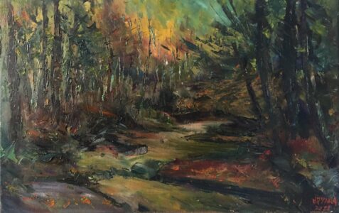 Hsiao-Pei Yang • <em>Moody Creek</em> • Oil on canvas • 17″×11″ • $380.00