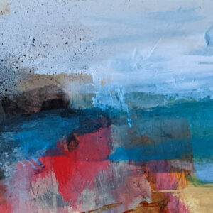 Barbara Behrmann • <em>Ocean Cliffs</em> • Acrylic on wood block • 6″×6″×1½″ • $75.00