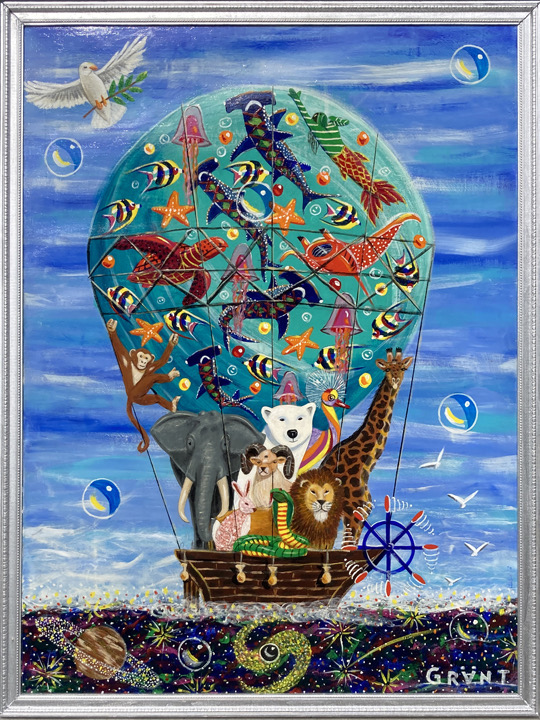 Robert Grant • <em>Ark de Grant (Grant’s Ark)</em> • Acrylic on canvas • 39″×51″ • $2,750.00