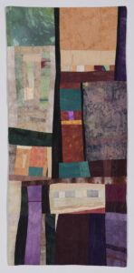 Barbara Behrmann • <em>Landslide</em> • Commercial fabrics, commercial hand-dyed fabrics and dupioni silk • 14½″×31½″ • $350.00