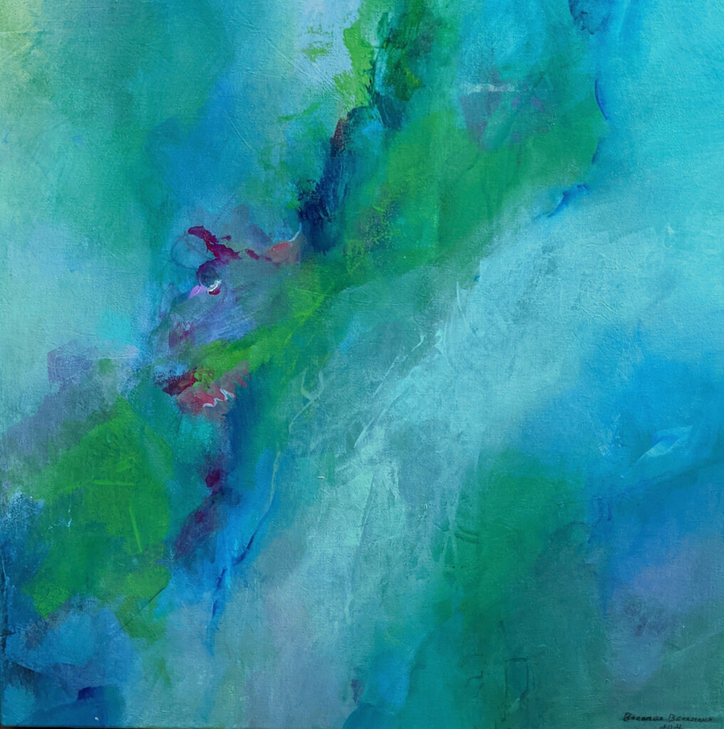 Barbara Behrmann • <em>Misty Spring Garden</em> • Acrylic on stretched canvas • 20″×20″×1½″ • $400.00