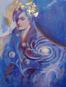 Katrina Morse • <em>Celestial</em> • Acrylic and gold leaf on canvas • 18″×24″ • $450.00
