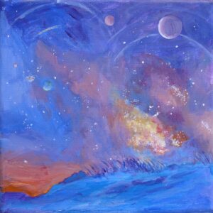 Katrina Morse • <em>Sky Gazing</em> • Acrylic on canvas • 8″×8″ • $275.00
