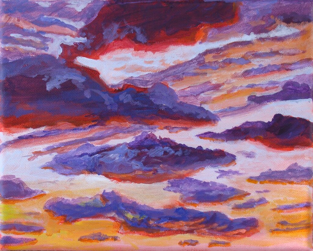 Katrina Morse • <em>Western Clouds</em> • Acrylic on canvas • 10″×8″ • $275.00