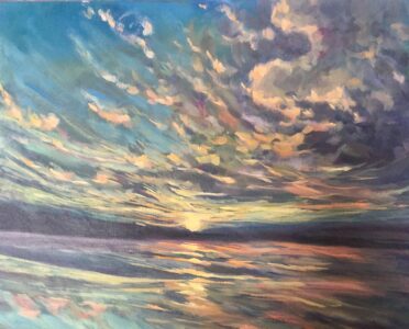 Hsiao-Pei Yang • <em>Cayuga Sunset</em> • Oil on canvas • 20″×16″ • $600.00<a class="purchase" href="https://state-of-the-art-gallery.square.site/product/hsiao-pei-yang-cayuga-sunset/2148" target="_blank">Buy</a>