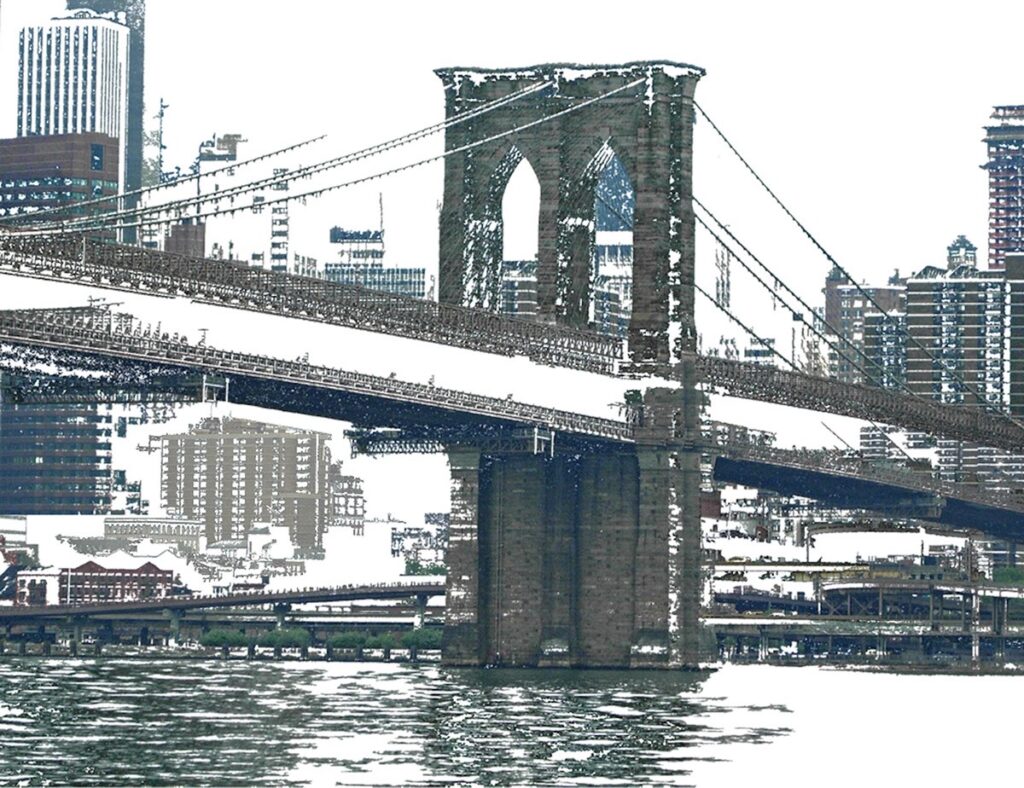 Nancy V.Ridenour • <em>Bridge in Brooklyn Abstract</em> • Archival inkjet photo on canvas • $195.00