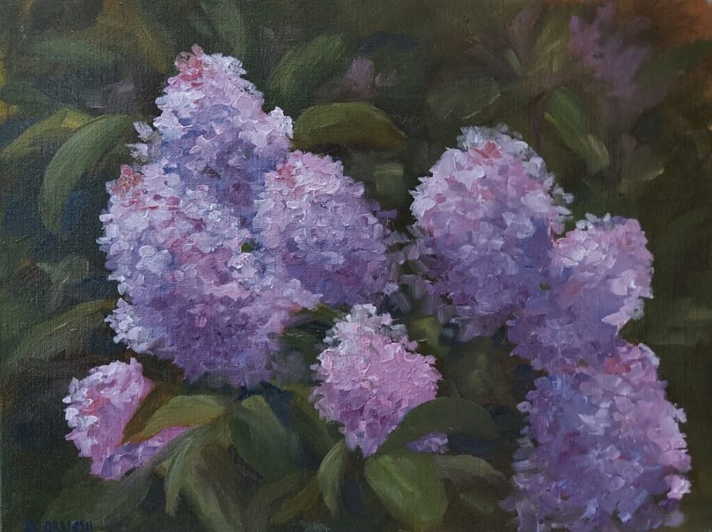 Annemiek Haralson • <em>Smell the Lilacs</em> • Oil • 12″×9″ • $375.00