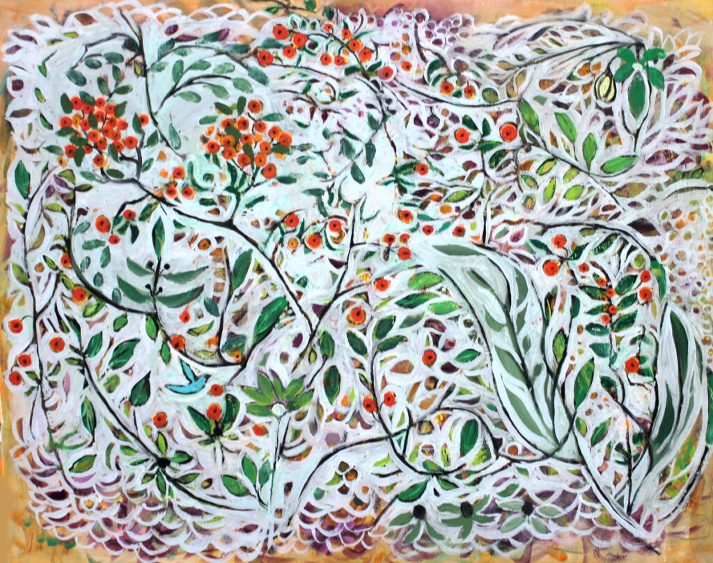 Ethel Vrana • <em>Botanical #1</em> • Oil on canvas • 24″×30″ • $770.00