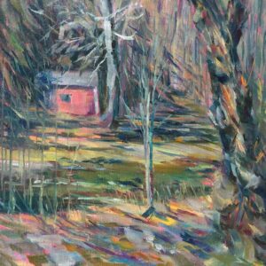 Hsiao-Pei Yang • <em>Forest Home Spring</em> • Oil on canvas • 14″×14″ • $500.00
