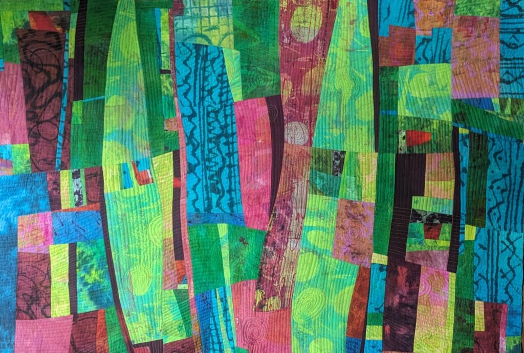 Barbara Behrmann • <em>Crosswinds</em> • Artist dyed and dye-painted fabric • 54½″×37″ • $1,200.00