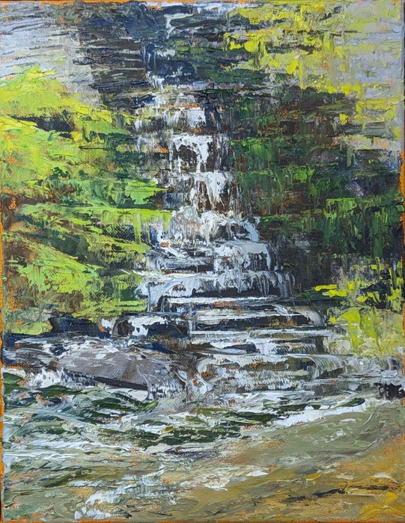 Diana Ozolins • <em>Small Falls on Taughannock Creek</em> • Oil on canvas • 14″×11″ • $350.00