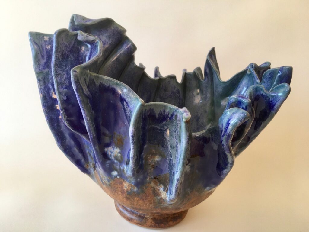 E. M. Tietjen • <em>Breathe!</em> • Hand-built high-fire stoneware ceramic with ceramic glazes and mineral oxides. • 10½″×12″×10½″ • $750.00