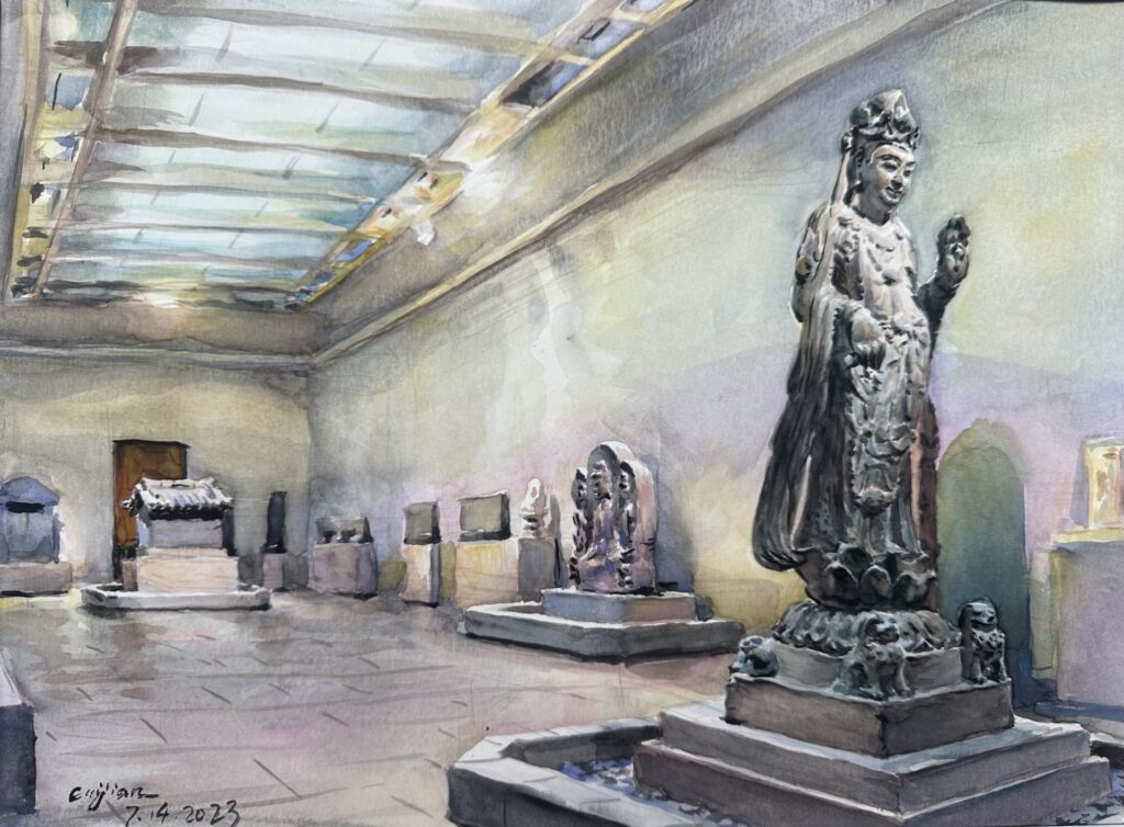 Jian Cui • <em>The Chinese Art Gallery</em> • Watercolor on paper • 15″×11″ • NFS