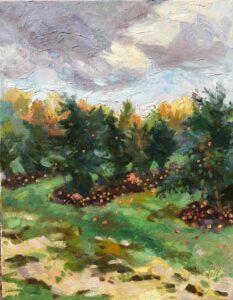 Catharine O'Neill • <em>Fair Haven Apples</em> • Water-based oils • 11″× 14″ • $275.00