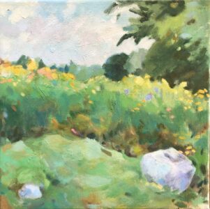 Catharine O'Neill • <em>Goldenrod</em> • Water-based oils • 10″× 10″ • $270.00