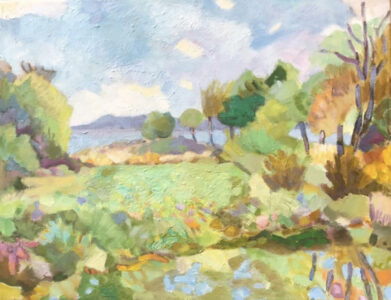 Catharine O'Neill • <em>Treman Marine Park</em> • Water-based oils • 14″× 11″ • $275.00