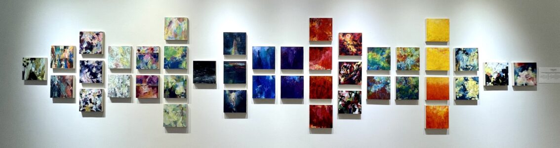 Patricia Brown • <em>Passages Installation 2022</em> • Acrylic paintings, paper, wood panels • NFS