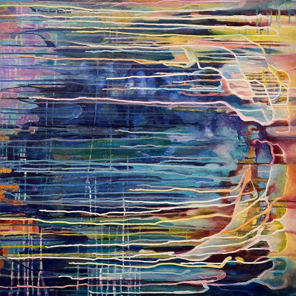 Patricia Brown&nbsp;• <em>Variations 25a 24_8_29</em>&nbsp;• Acrylics on wood panel&nbsp;• 30″×&nbsp;30″&nbsp;• $950.00