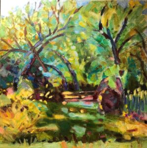 Catharine O'Neill • <em>Lagoon on Fall Creek</em> • Water-based oils • $200.00