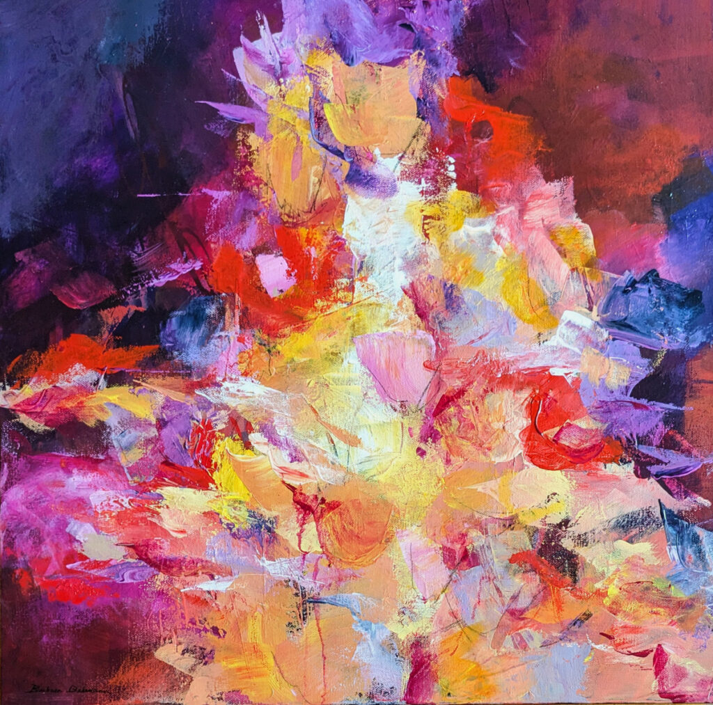 Barbara Behrmann • <em>Petals on Parade</em> • Acrylic on stretched canvas • 20″× 20″ • $495.00