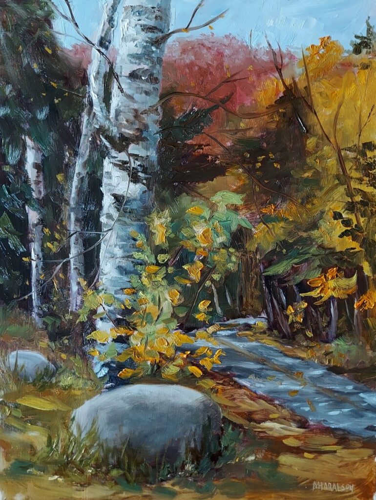 Annemiek Haralson • <em>Adirondack Roadside</em> • Oil on board • 9″× 12″ • $425.00