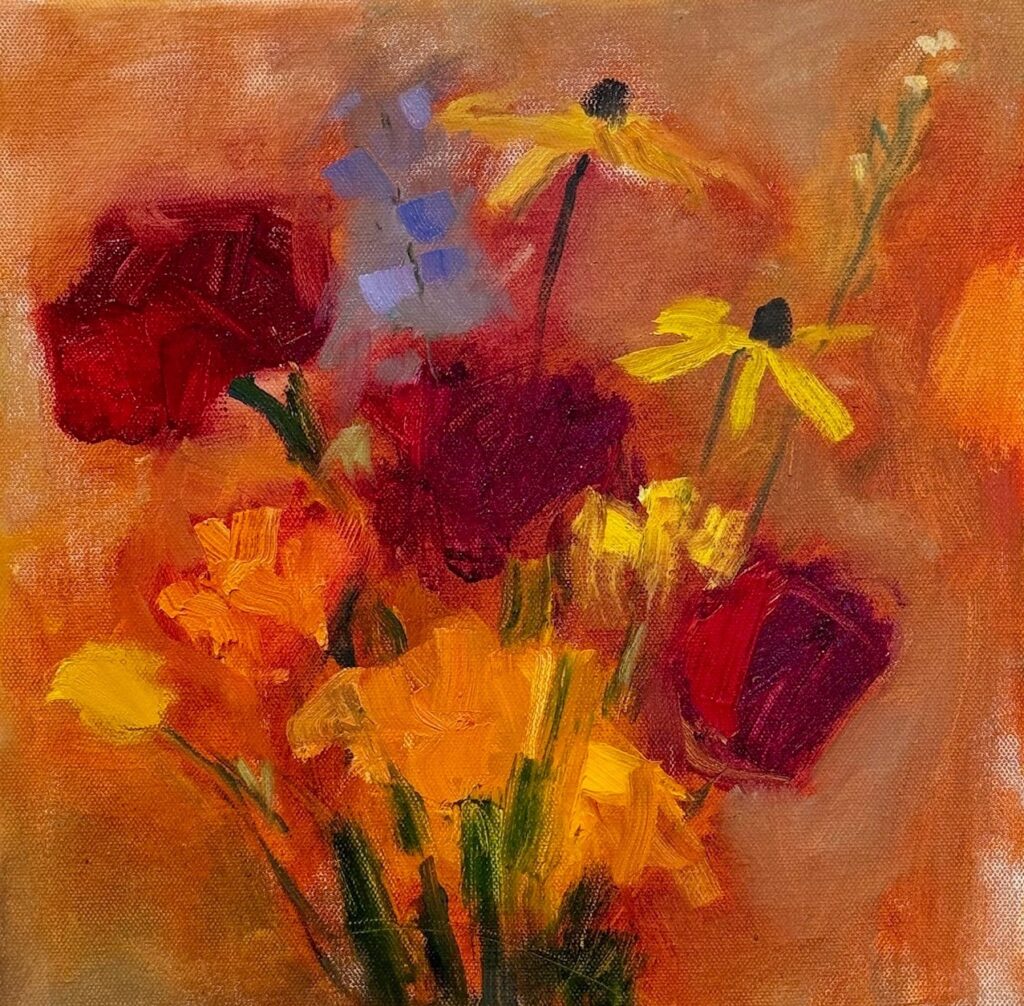 Ileen Kaplan • <em>September Flowers</em> • In on canvas • 12″× 12″ • $550.00