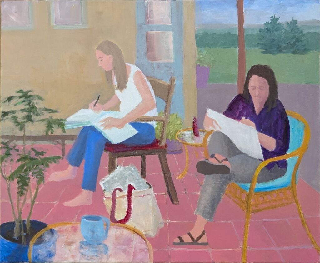 Diana Ozolins • <em>Geri and Kathy</em> • Acrylic on canvas • 25″× 20″ • $1,050.00