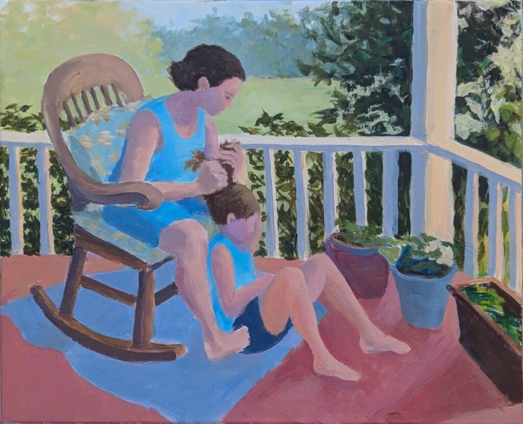 Diana Ozolins • <em>Sisters</em> • Acrylic on canvas • 20″× 16″ • NFS