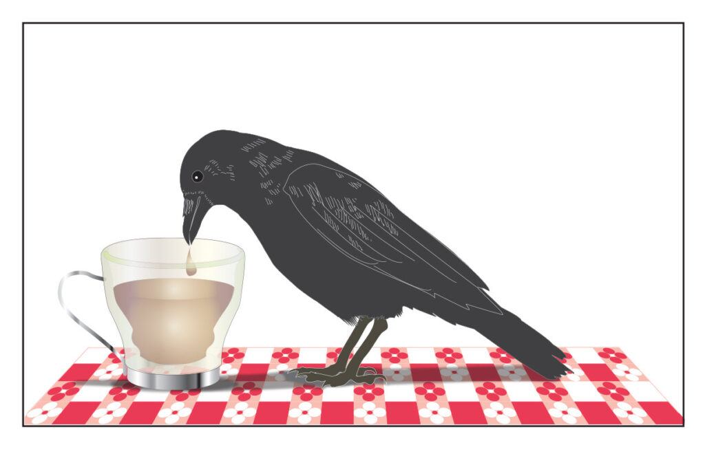 Margaret Nelson • <em>An Espresso for Papa Crow</em> • Digital print on Hahnemühle paper • 18″× 12″ • $180.00