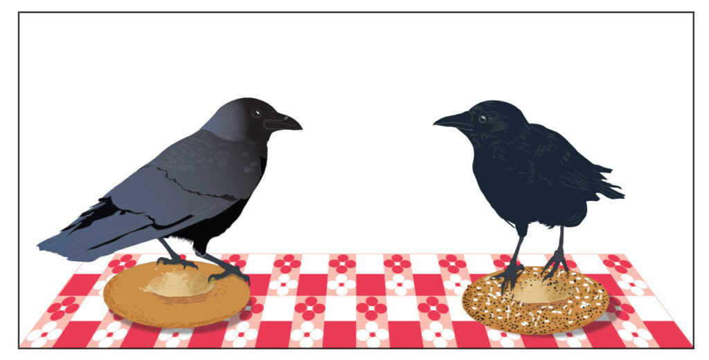 Margaret Nelson • <em>Everything-Bagel Standoff</em> • Digital print on Hahnemühle paper • 20″× 14″ • $180.00