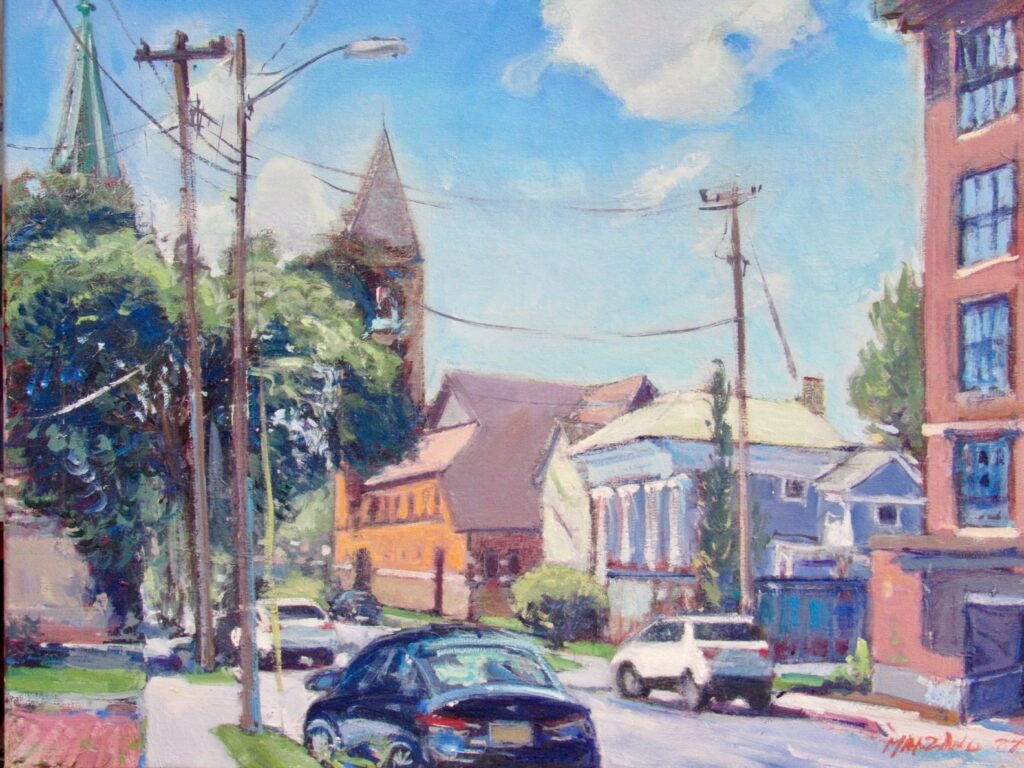 Carlton Manzano • <em>Seneca Street, Ithaca NY</em> • Oil on canvas • 24″× 18″ • $900.00<a class="purchase" href="https://state-of-the-art-gallery.square.site/product/carlton-manzano-seneca-street-ithaca-ny/3488" target="_blank">Buy</a>