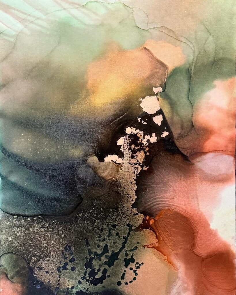 Barbara Mink • <em>Tendrils</em> • Alcohol inks • 24″× 36″ • $1,100.00<a class="purchase" href="https://state-of-the-art-gallery.square.site/product/barbara-mink-tendrils/3487" target="_blank">Buy</a>