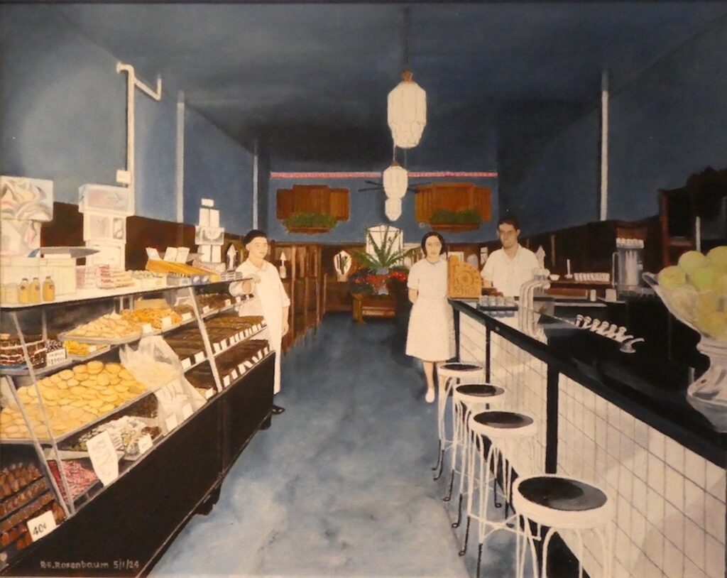 Richard Rosenbaum • <em>Interior of A. Andrew's Confectionary Shop, Ithaca</em> • Oil on canvas • 20″× 16″ • $1,500.00<a class="purchase" href="https://state-of-the-art-gallery.square.site/product/richard-rosenbaum-interior-of-a-andrew-s-confectionary-shop-ithaca/3506" target="_blank">Buy</a>