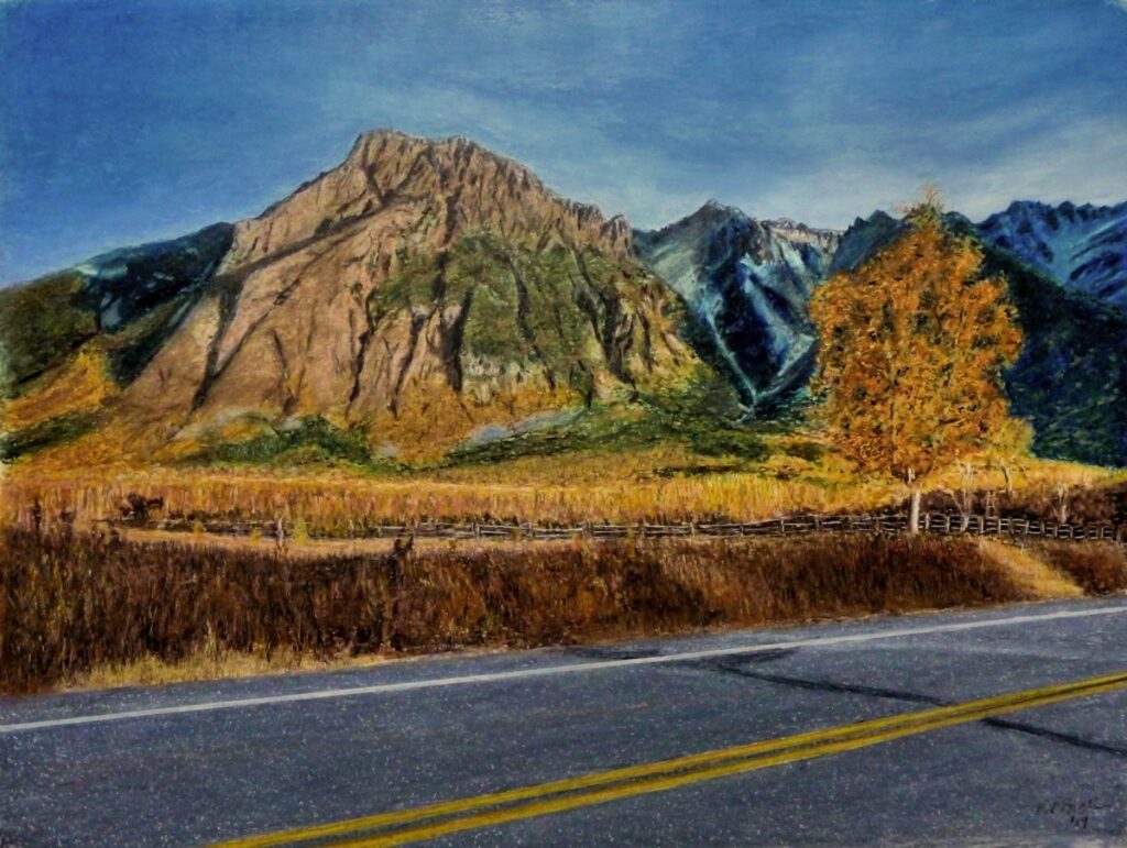 Ed Brothers • <em>Hagwilget Peak</em> • Oil pastel • 16″× 13″ • $800.00